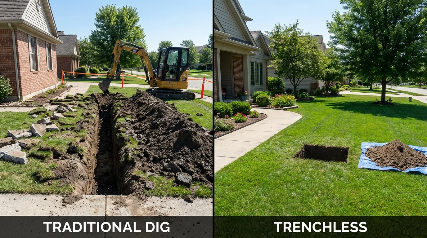 Trenchless sewer repair with minimal yard damage versus traditional excavation in Cairo, GA